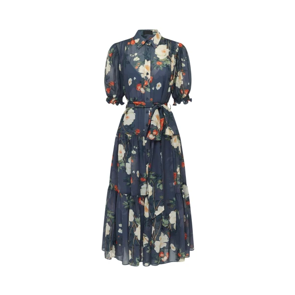 Ellie Bishop Sleeve Midi Dress - Pear Blossom Print