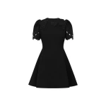 Elyse Appliqué Short Sleeve Mini Dress - Ebony