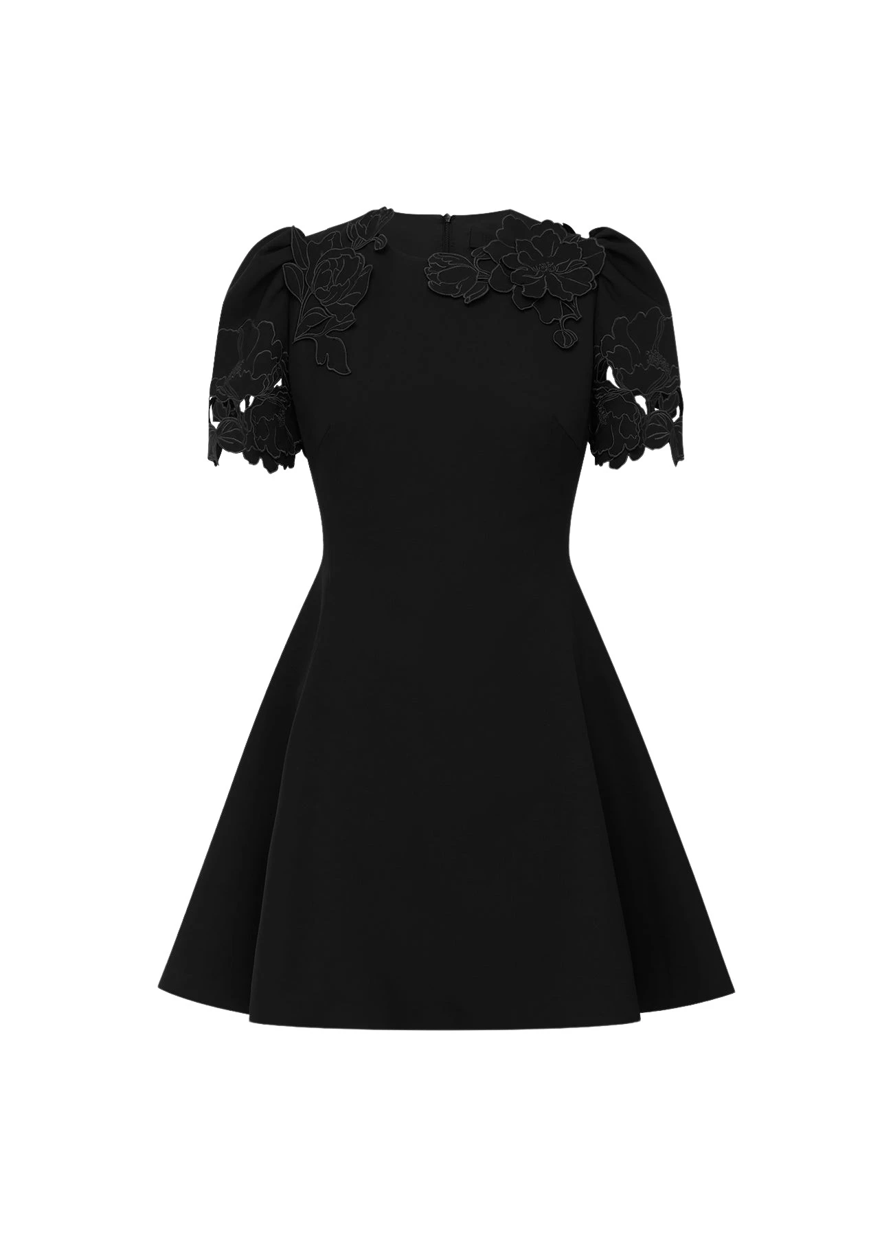 Leo-Lin-Elyse-Applique-Short-Sleeve-Mini-Dress-Ebony28757_nobg Elyse Appliqué Short Sleeve Mini Dress - Ebony - Image 1