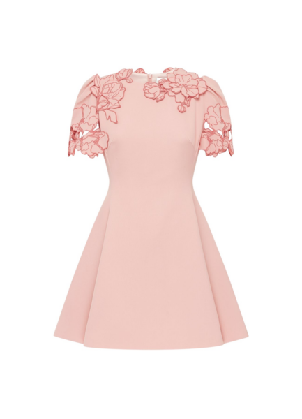 Elyse Appliqué Short Sleeve Mini Dress - Light Rose