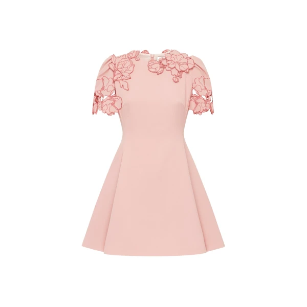 Elyse Appliqué Short Sleeve Mini Dress - Light Rose