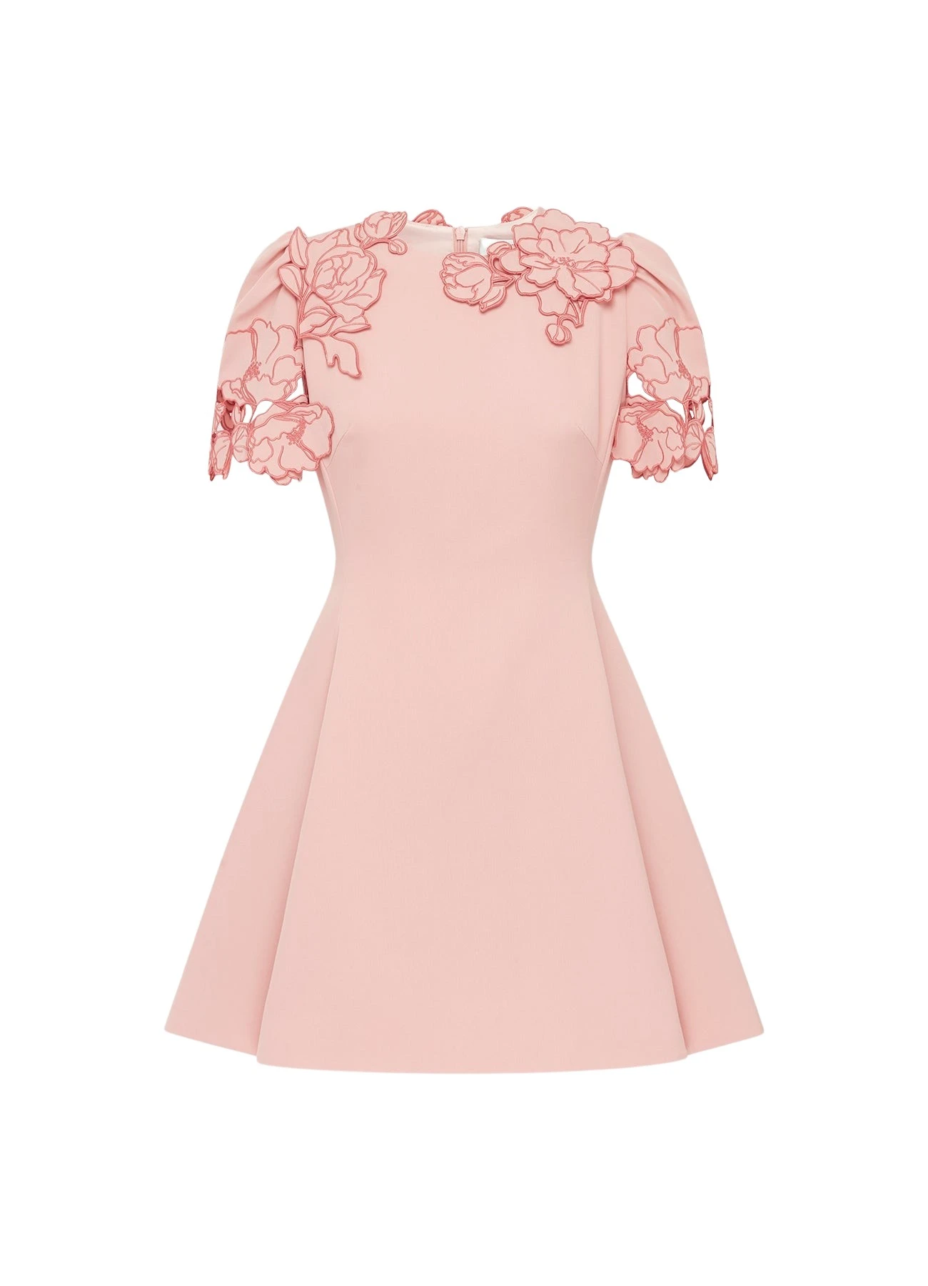 Leo-Lin-Elyse-Applique-Short-Sleeve-Mini-Dress-Light-Rose24373_nobg Elyse Appliqué Short Sleeve Mini Dress - Light Rose - Image 1