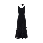 Emily Appliqué Midi Dress - Ebony