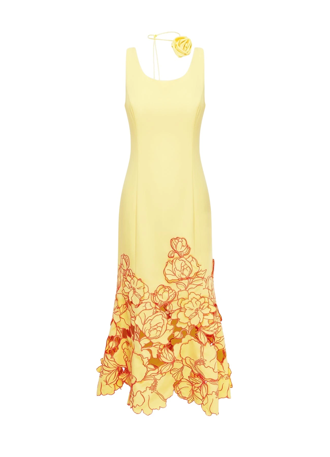 Leo-Lin-Emily-Applique-Midi-Dress-Sorbet-Yellow43105_nobg Emily Appliqué Midi Dress - Sorbet Yellow - Image 1
