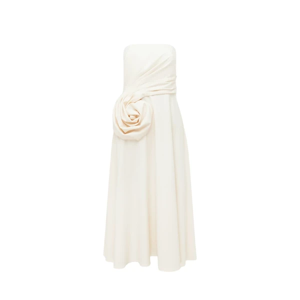 Ivanna Rose Bustier Midi Dress - Vanilla