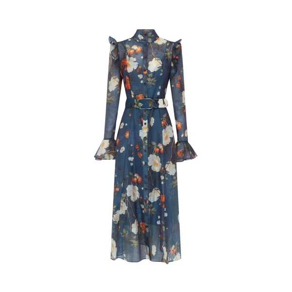 Katrina Butterfly Sleeve Midi Dress - Pear Blossom Print