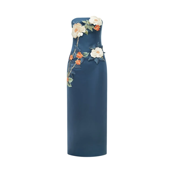 Rayna Appliqué Floral Bustier Maxi Dress - Pear Blossom
