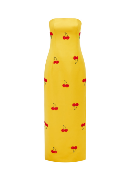 Rayna Embellished Bustier Maxi Dress - Cherry Beading
