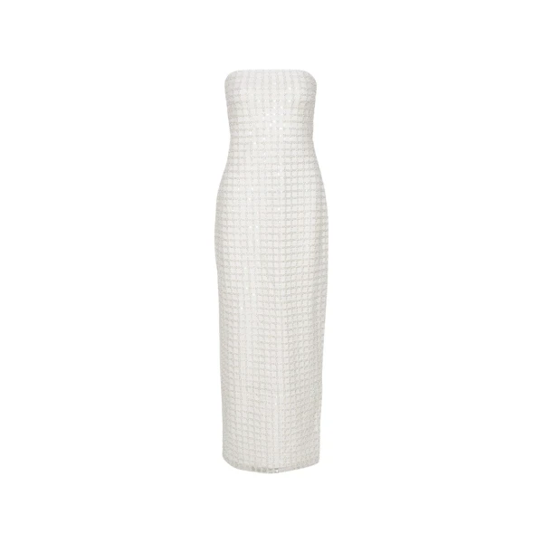 Beaded Maxi Tube Dress White