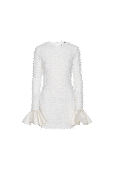 Bow Mini Ls Dress White