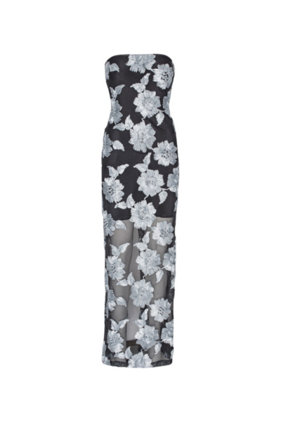 Flower Mesh Tube Dress Grey Print