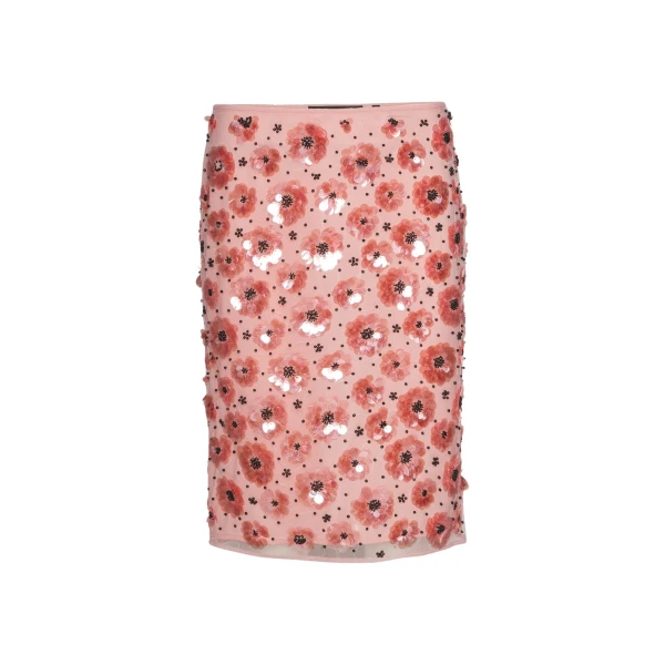 Flower Sequins Skirt Pink