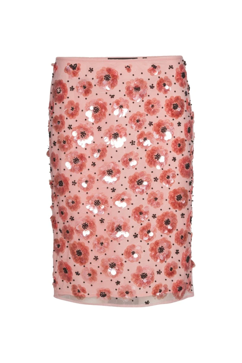 Rotate-Birger-Christensen-Flower-Sequins-Skirt-Pink80601_nobg Flower Sequins Skirt Pink - Image 1