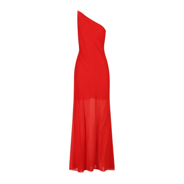 Amina One Shoulder Panelled Maxi Dress - Chilli