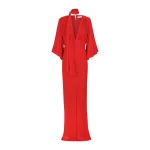 Amina Plunge Balloon Sleeve Maxi Dress - Chilli