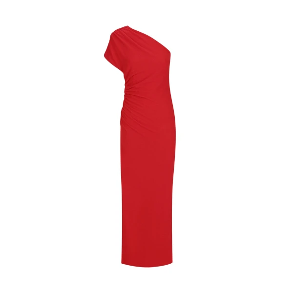 Beau Asymmetrical Midi Dress - Chilli