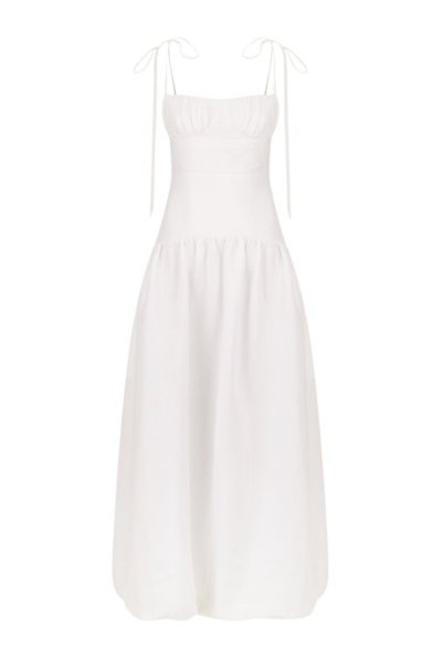 Blanc Gathered Midi Dress