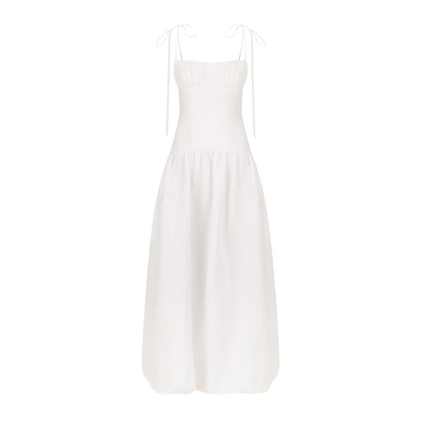 Blanc Gathered Midi Dress