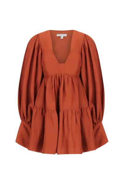 Celeste Long Sleeve Mini Dress - Rust