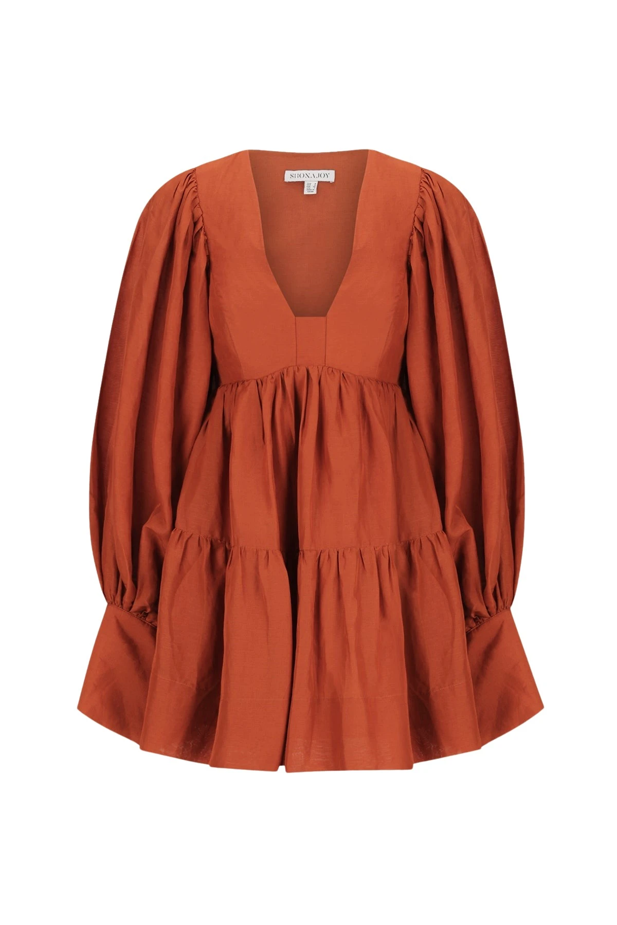 Shona-Joy-Celeste-Long-Sleeve-Mini-Dress-Rust46347_nobg Celeste Long Sleeve Mini Dress - Rust - Image 1