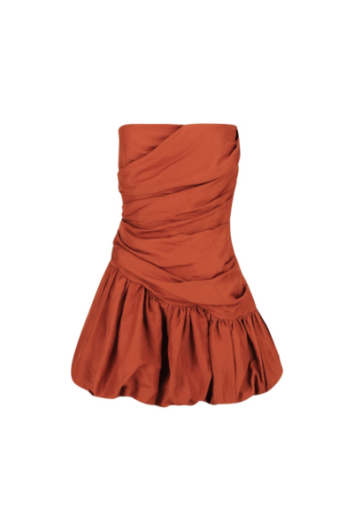 Celeste Strapless Bubble Mini Dress - Rust