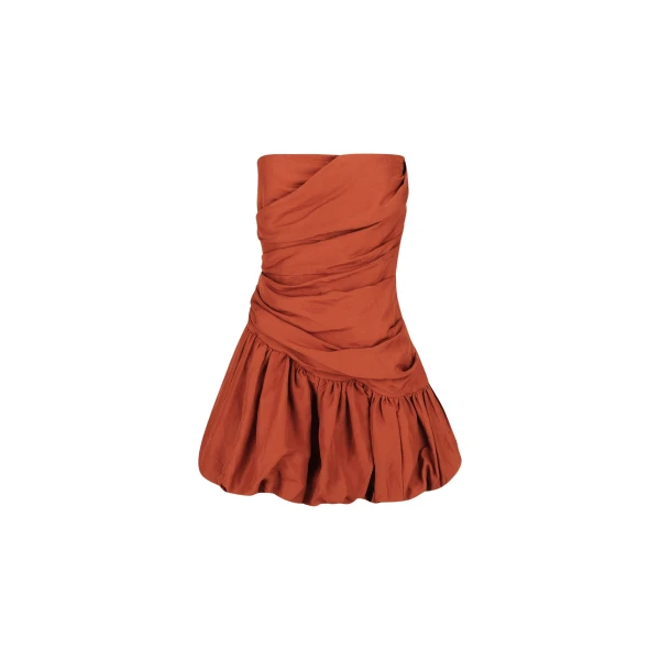 Celeste Strapless Bubble Mini Dress - Rust
