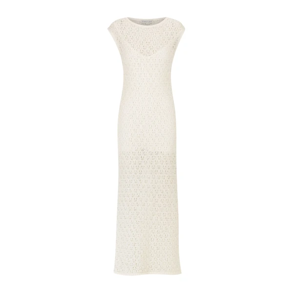 Emilio Round Neck Midi Dress - Rice
