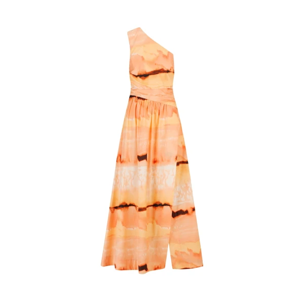 Larissa Asymmetrical Gathered Maxi Dress