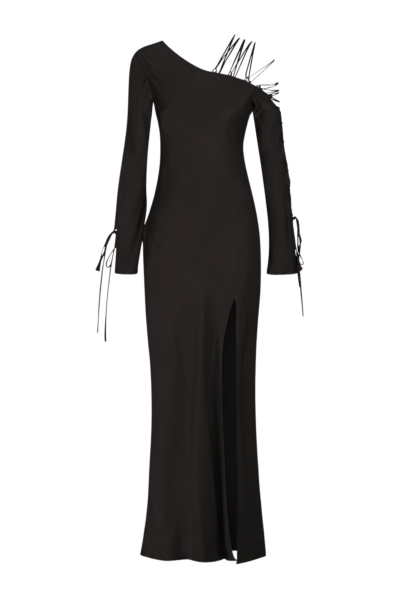 Nora Lace Detail Maxi Dress - Black
