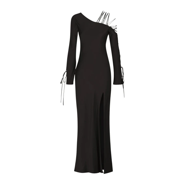 Nora Lace Detail Maxi Dress - Black