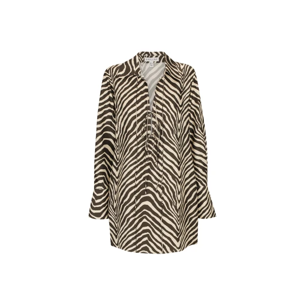 Sana Silk Shirt Tie Mini Dress