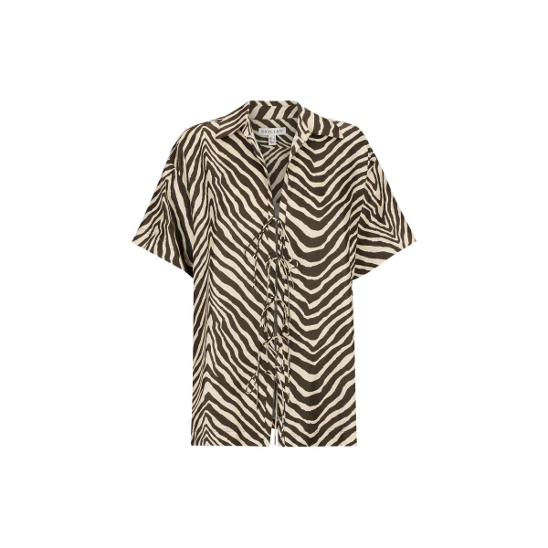 Sana Silk Short Sleeve Tie Shirt
