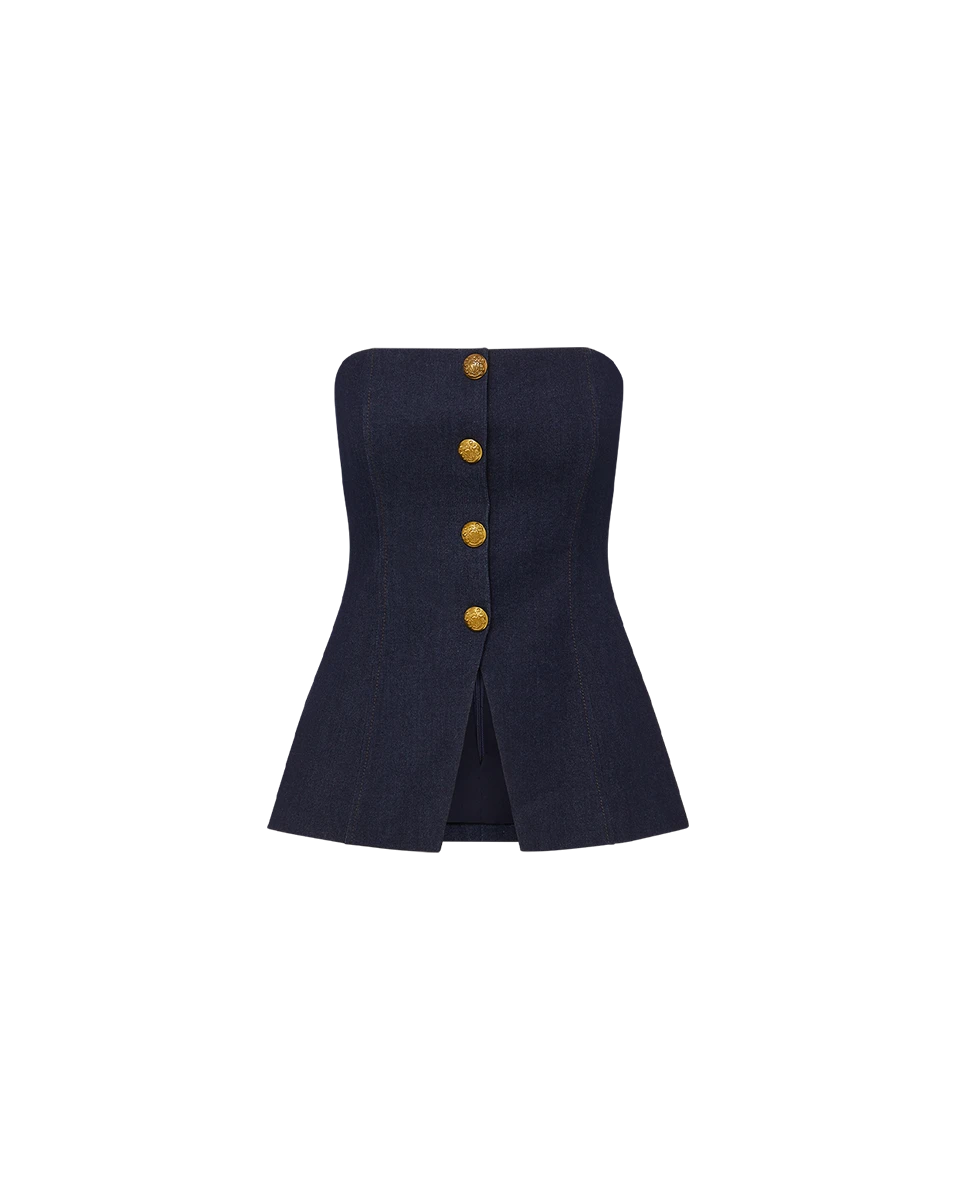 Veronica Beard Forman Denim Bustier Top Veronica Beard Tops