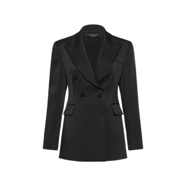 Black Bonded Satin Ferla Blazer