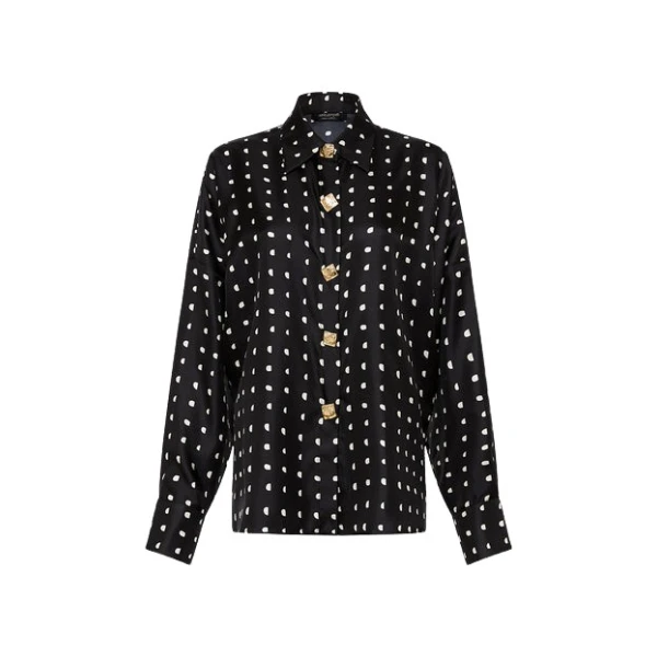 Black C Spot Silk Twill Shirt