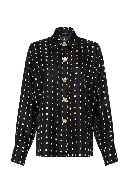 Carla-Zampatti-Black-C-Spot-Silk-Twill-Shirt66041_nobg Black C Spot Silk Twill Shirt - Image 1
