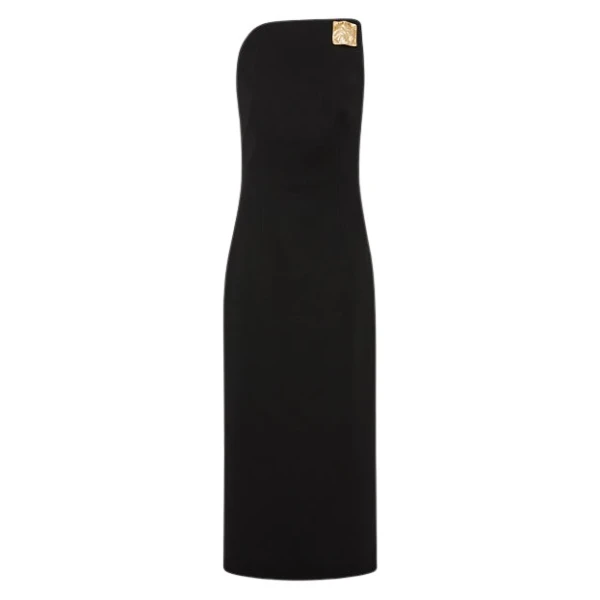 Black Crepe Asymmetric Dress