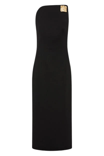 Carla-Zampatti-Black-Crepe-Asymmetric-Dress15960_nobg Black Crepe Asymmetric Dress - Image 1