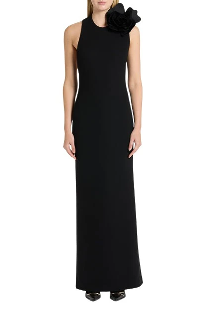 Carla-Zampatti-Black-Crepe-C-Back-Gown15820_nobg Black Crepe C Back Gown - Image 1