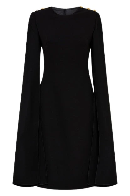 Carla-Zampatti-Black-Crepe-Classic-Lovero-Dress63666_nobg Black Crepe Classic Lovero Dress - Image 1