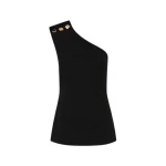 Black Crepe One Shoulder Top