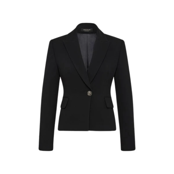 Black Crepe Single Breasted Jacket