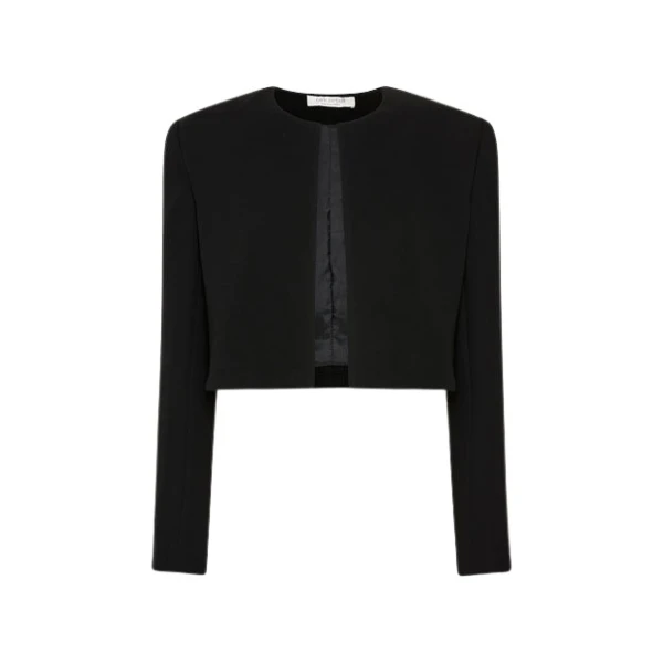 Black Crepe Verona Shoulder Jacket