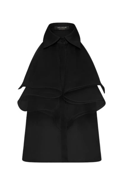 Carla-Zampatti-Black-Organza-Sleeveless-Ruffle-Top48180_nobg Black Organza Sleeveless Ruffle Top - Image 1