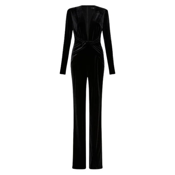 Black Velvet Plunge Jumpsuit