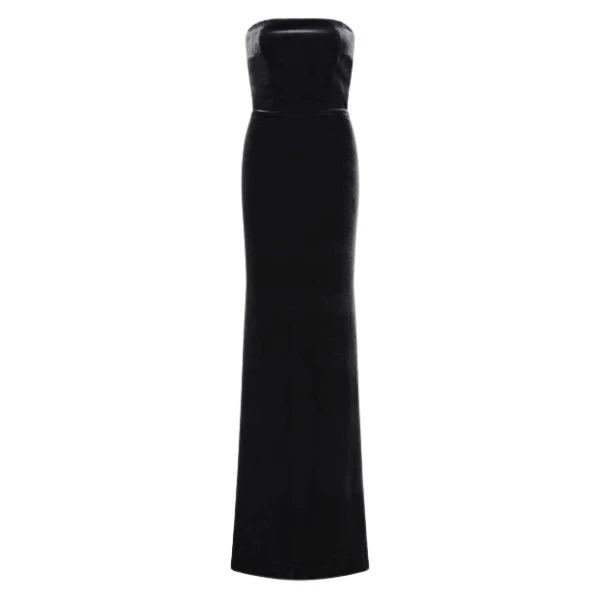 Black Velvet Strapless Gown