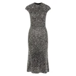 Chrome Sequin Fluted Midi Dress