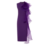 Dahlia Crepe Ruffle Shoulder Dress