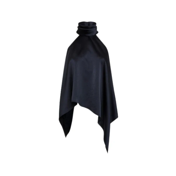 Ink Satin Draped Halter Top