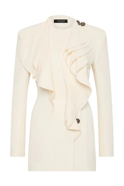 Carla-Zampatti-Ivory-Crepe-Flounce-Blazer15937_nobg Ivory Crepe Flounce Blazer - Image 1